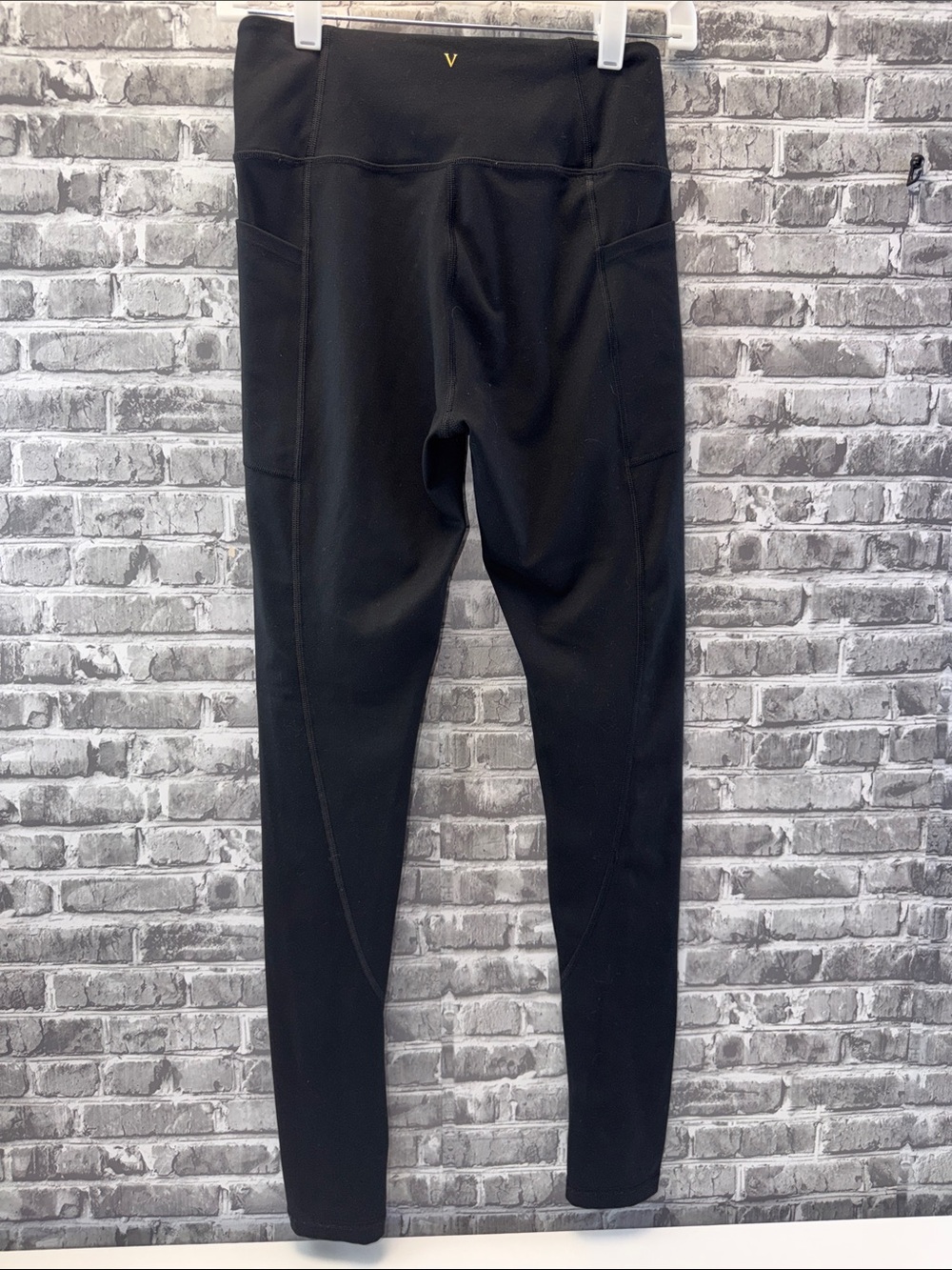 Victoria's Secret's Black High-Waist Active Leggings with Gold Logo